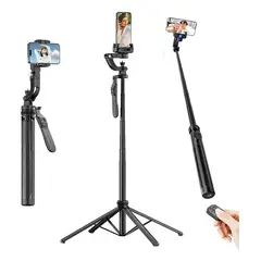 EVERSO - Selfies Stick Con Trípode Retráctil Bluetooth Control Remoto Negro