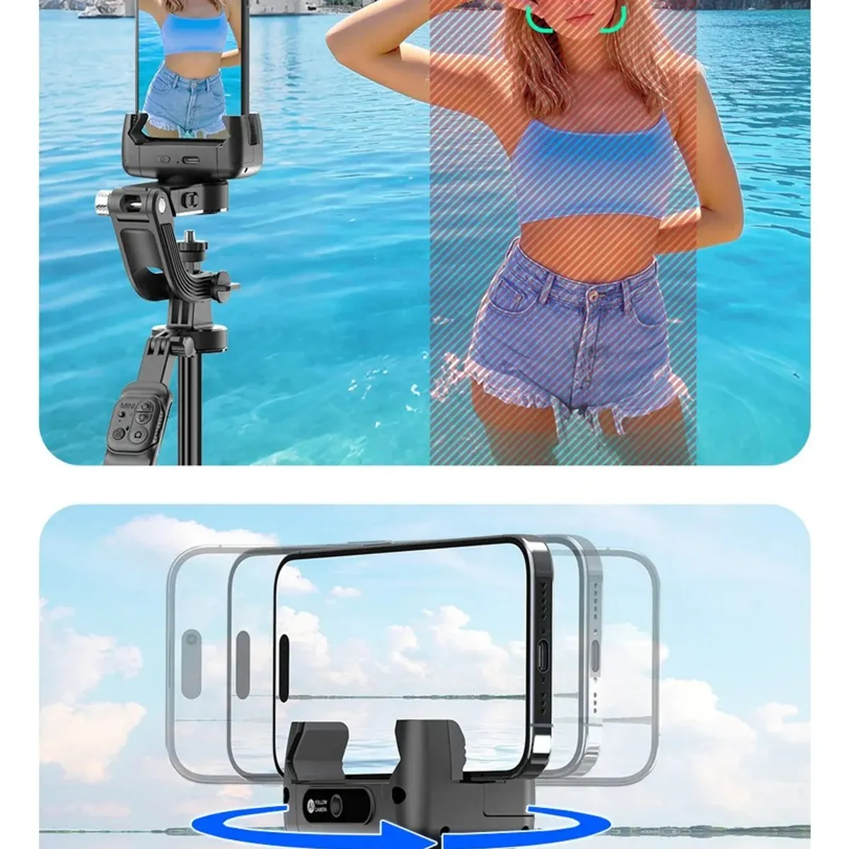 EVERSO - Selfies Stick Con Trípode Retráctil Bluetooth Control Remoto Negro
