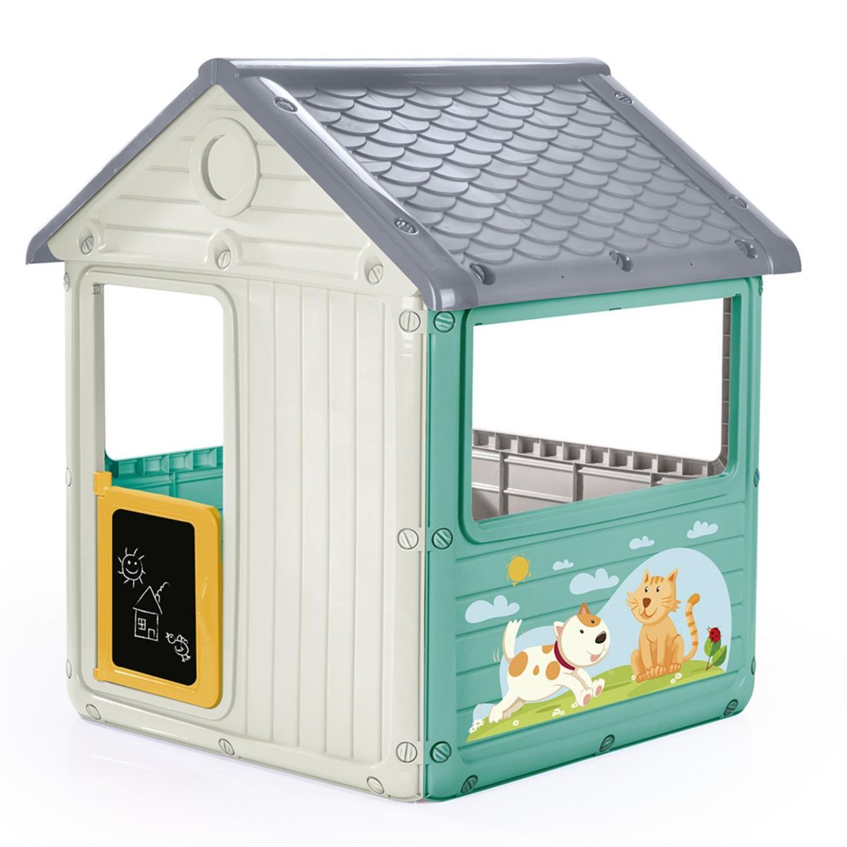 DOLU - Casa de juego blanca celeste 125 x 100 x 104 cm Dolu