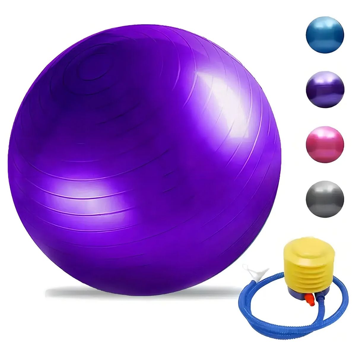 GENERICO - Balon 75 Cm Pilates Yoga + Inflador Pelotas Color Morado