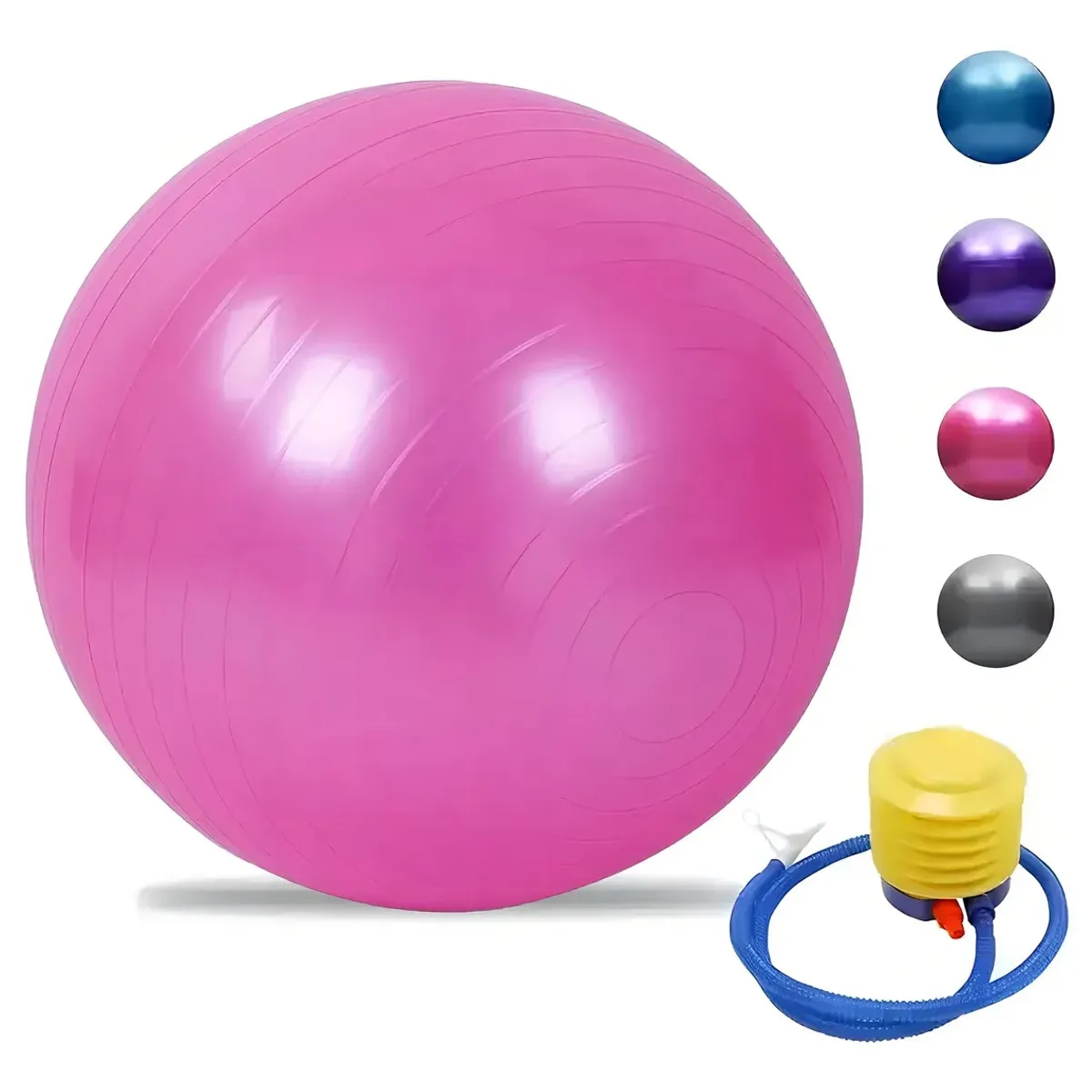 GENERICO - Balon 75 Cm Pilates Yoga + Inflador Pelotas Color Rosado