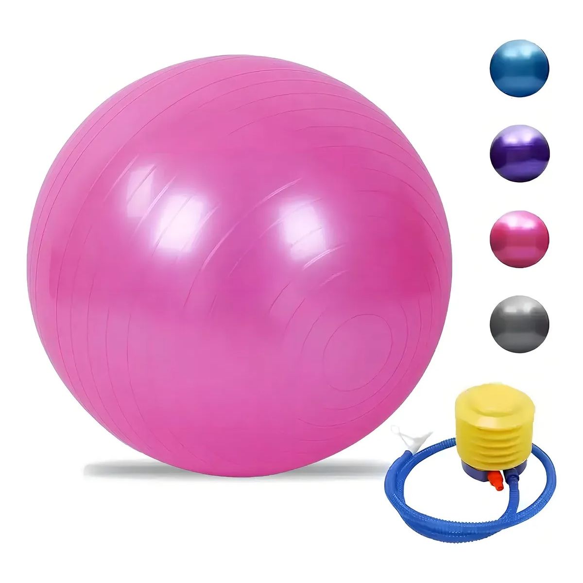 GENERICO - Balon 75 Cm Pilates Yoga + Inflador Pelotas Color Rosado