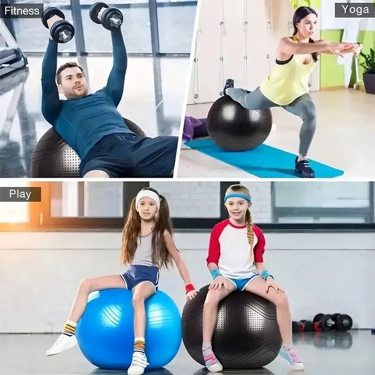 GENERICO - Balon 75 Cm Pilates Yoga + Inflador Pelotas Color Azul