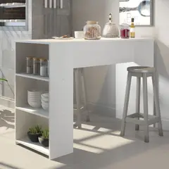 EXIT - Mesa Comedor Diario Isla con Estantes 136x50x93 cm