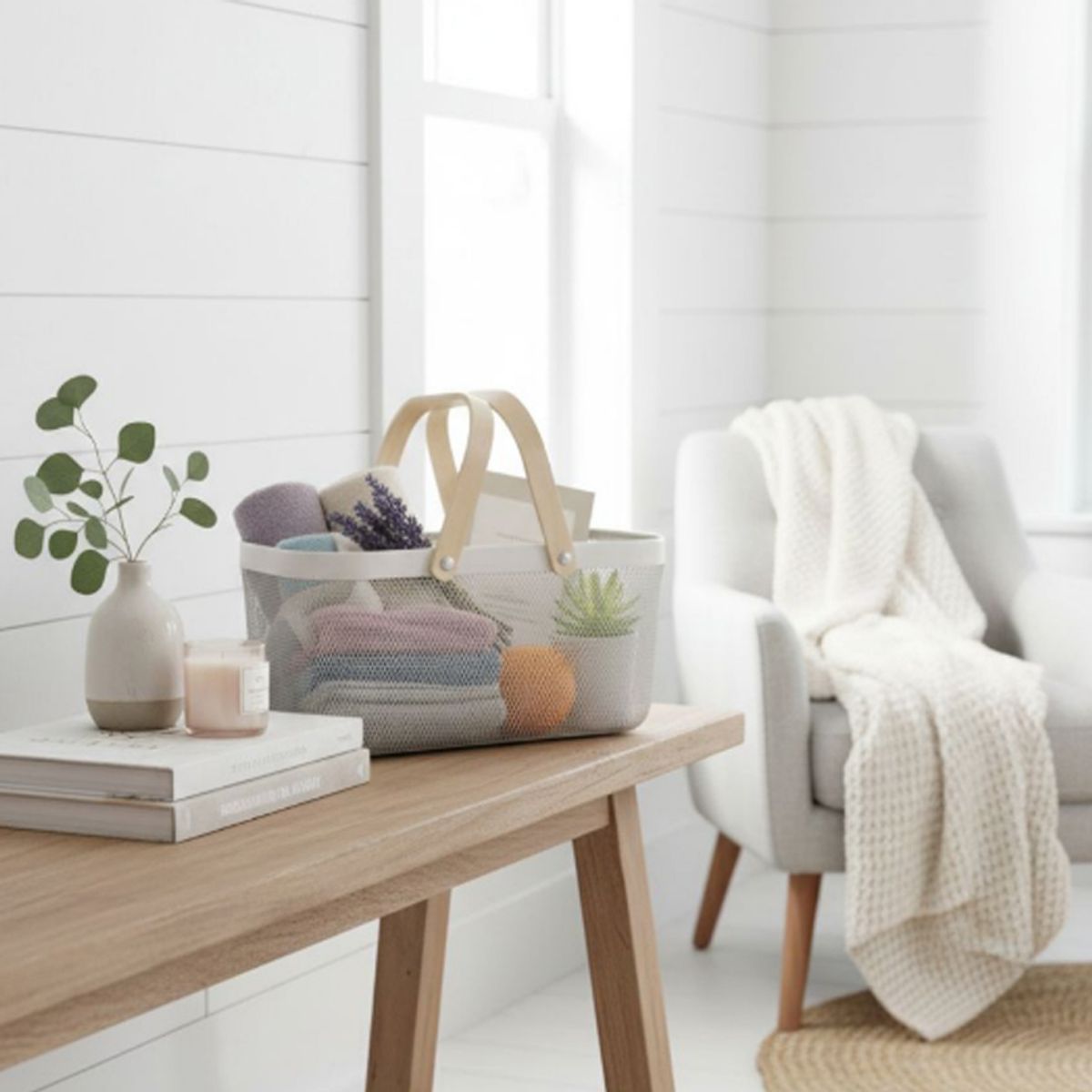 WAKESHOME - Canasto Organizador Metálico Rectangular