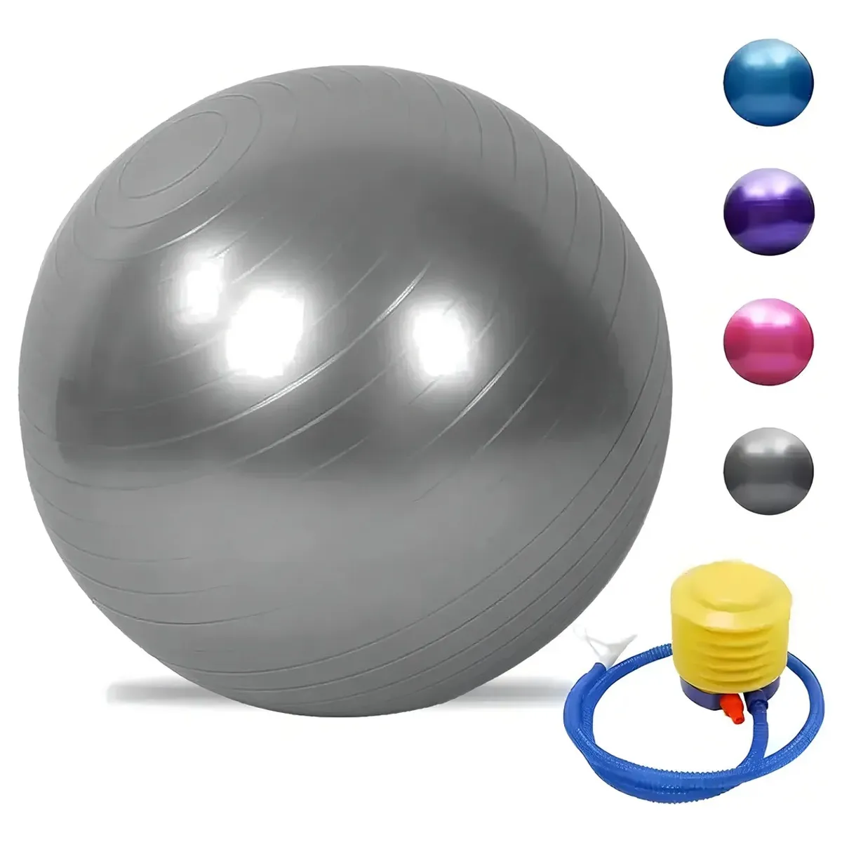 GENERICO - Balon 75 Cm Pilates Yoga + Inflador Pelotas Color Gris