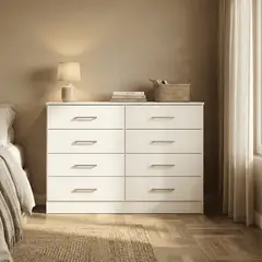 EXIT - Cómoda 8 Cajones 117x41x76 cm Blanca