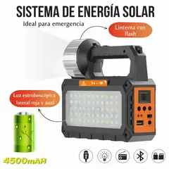 GENERICO - Kit de Emergencia Energía Solar con Radio AMFM Linterna LED Ampolletas y Carga USB Multifunción