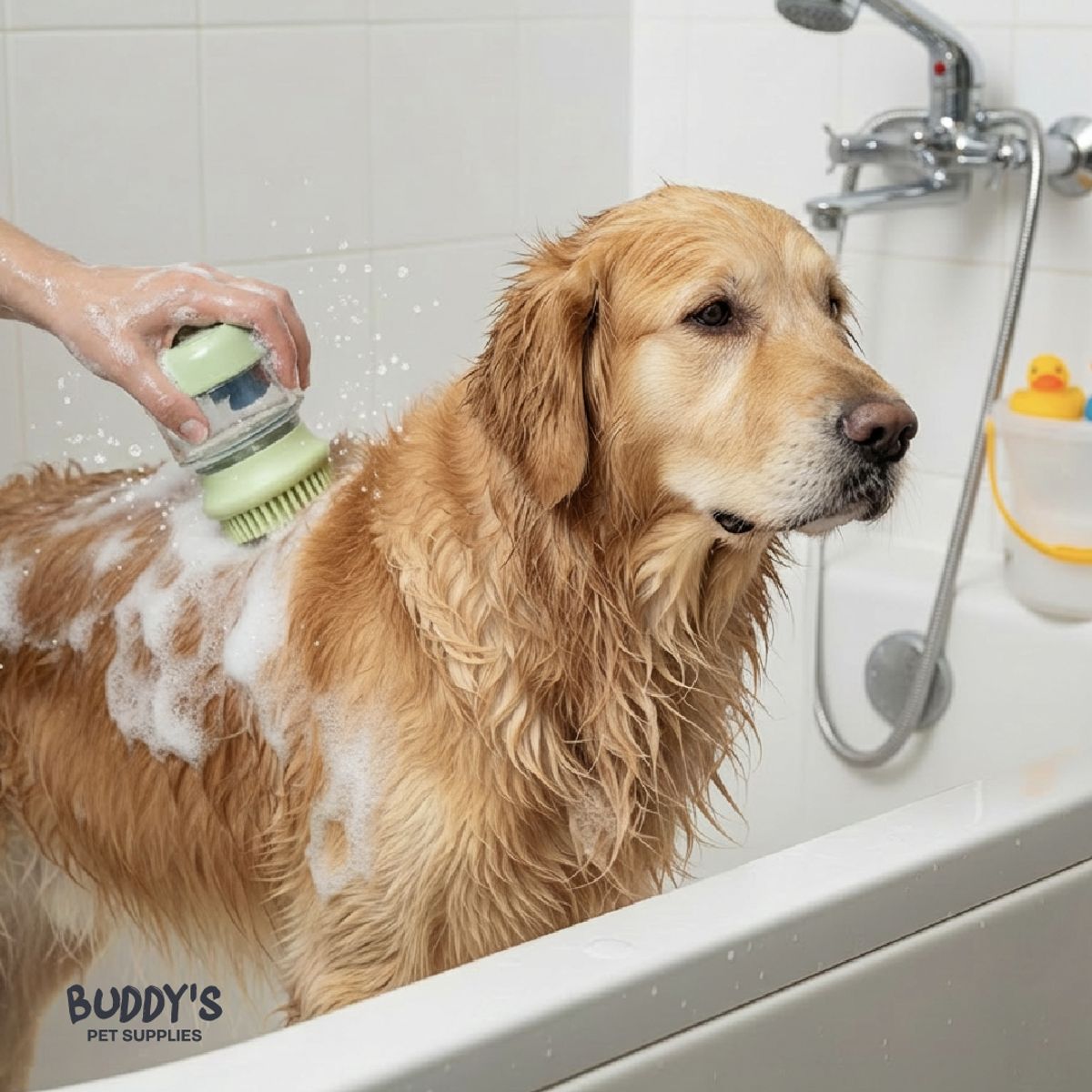 BUDDY'S PET SUPPLIES - Cepillo Baño con Dispensador para Mascotas para Perros