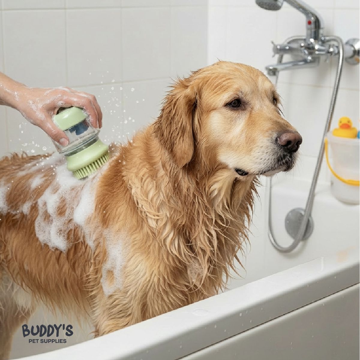 BUDDY'S PET SUPPLIES - Cepillo Baño con Dispensador para Mascotas para Perros