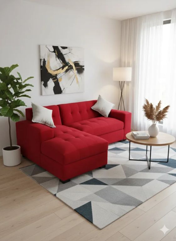 SOFA SECCIONAL MILAN IZQUIERDO ROJO LINO Rojo