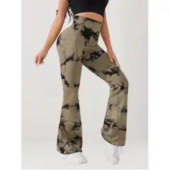 LIKE SHOP - Calza Delgada Yoga Flare Mujer Tie Dye Tiro Alto Levanta Cola 9008