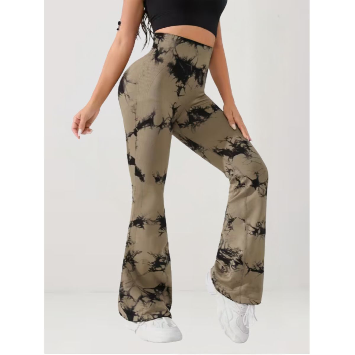 LIKE SHOP - Calza Delgada Yoga Flare Mujer Tie Dye Tiro Alto Levanta Cola 9008