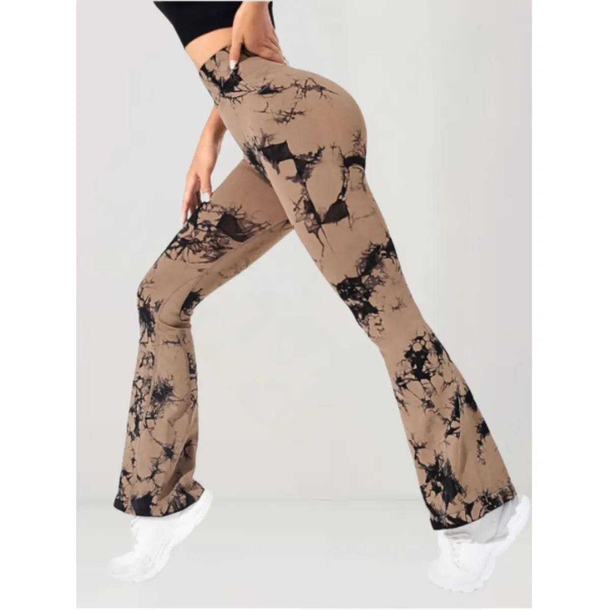 LIKE SHOP - Calza Delgada Yoga Flare Mujer Tie Dye Tiro Alto Levanta Cola 9008