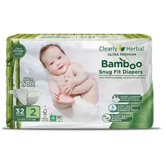 CLEARLY HERBAL - Pañales Bambú Premium 128 Unidades 3 a 6 Kg