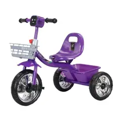 AUCKLAND OUTDOOR - Triciclo Infantil Bici Musical Con Canasto y Respaldo Morado