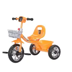 AUCKLAND OUTDOOR - Triciclo Infantil Bici Musical Con Canasto y Respaldo Naranjo