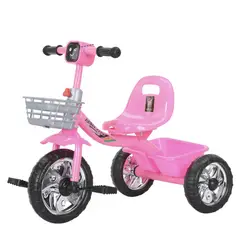 AUCKLAND OUTDOOR - Triciclo Infantil Bici Musical Con Canasto y Respaldo Rosado