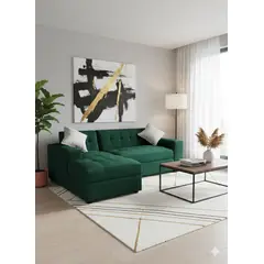 MUEBLES NEW - SECCIONAL MILAN IZQUIERDO VERDE FELPA