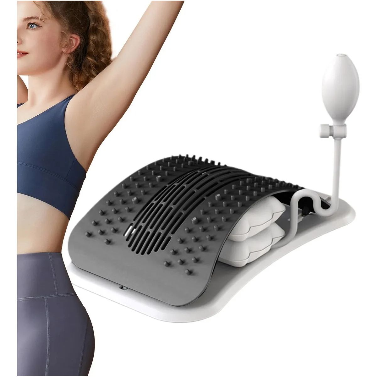 GENERICO - Masajeador De Espalda Soporte Lumbar Ergonómico Alivio Color Negro