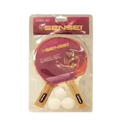 SENSEI - Set Tenis Mesa 2 Paletas + Pelota Ping Pong