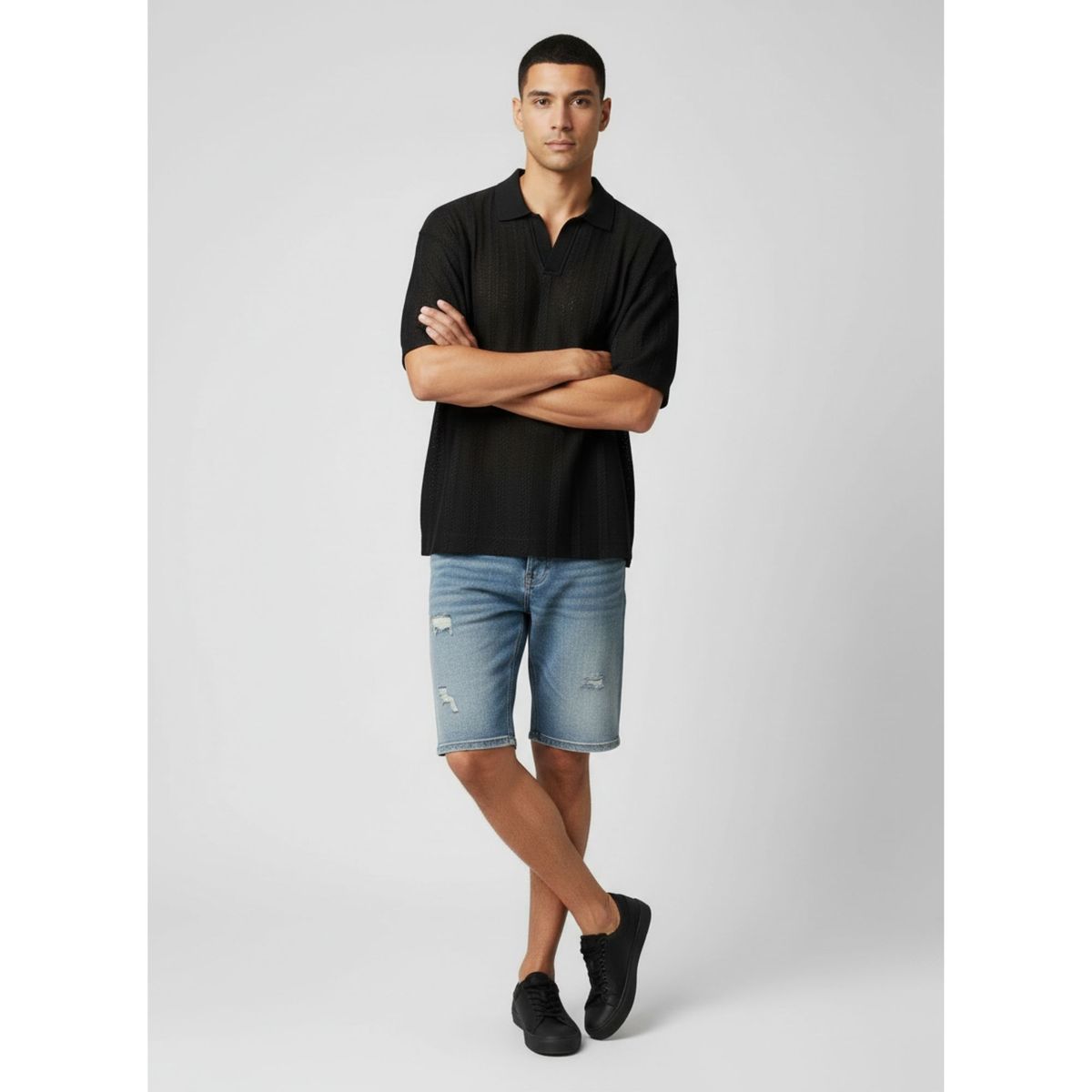 LIKE SHOP - Polera Hombre Manga Corta Tejida Con Cuello Estilo Casual 0173