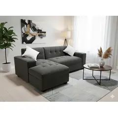 MUEBLES NEW - SECCIONAL MILAN IZQUIERDO GRIS OSCURO FELPA