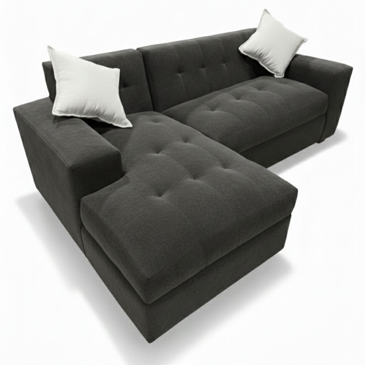 MUEBLES NEW - SECCIONAL MILAN IZQUIERDO GRIS OSCURO FELPA