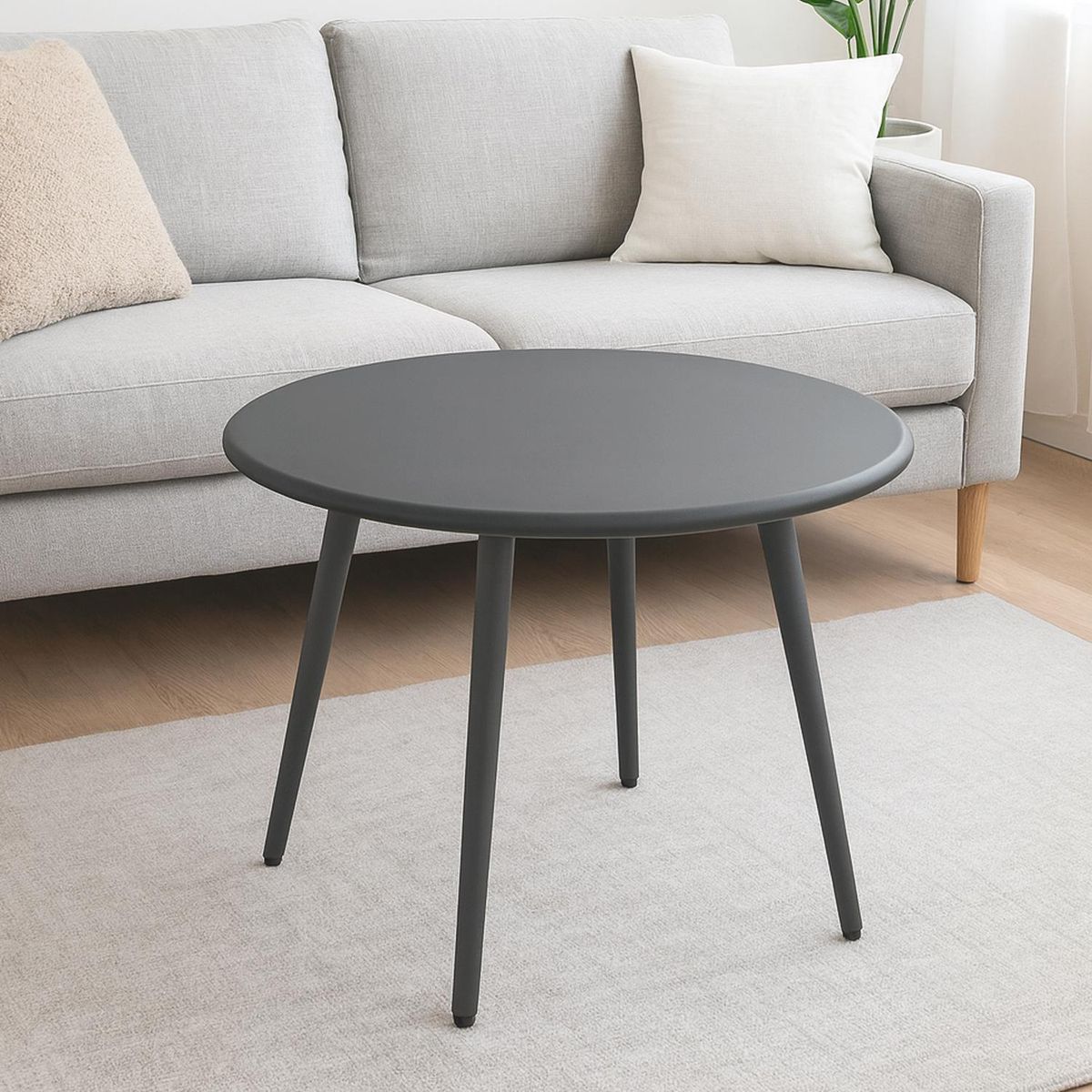 ESCANDINAVIA - Mesa De Centro Redonda Nórdica Gris 51x45 Escandinavia