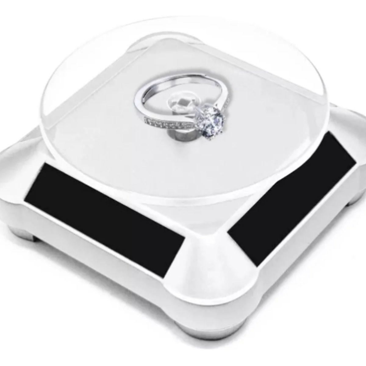 GENERICO - Exhibidor Mostrador De Joyas Giratorio 360° Panel Solar