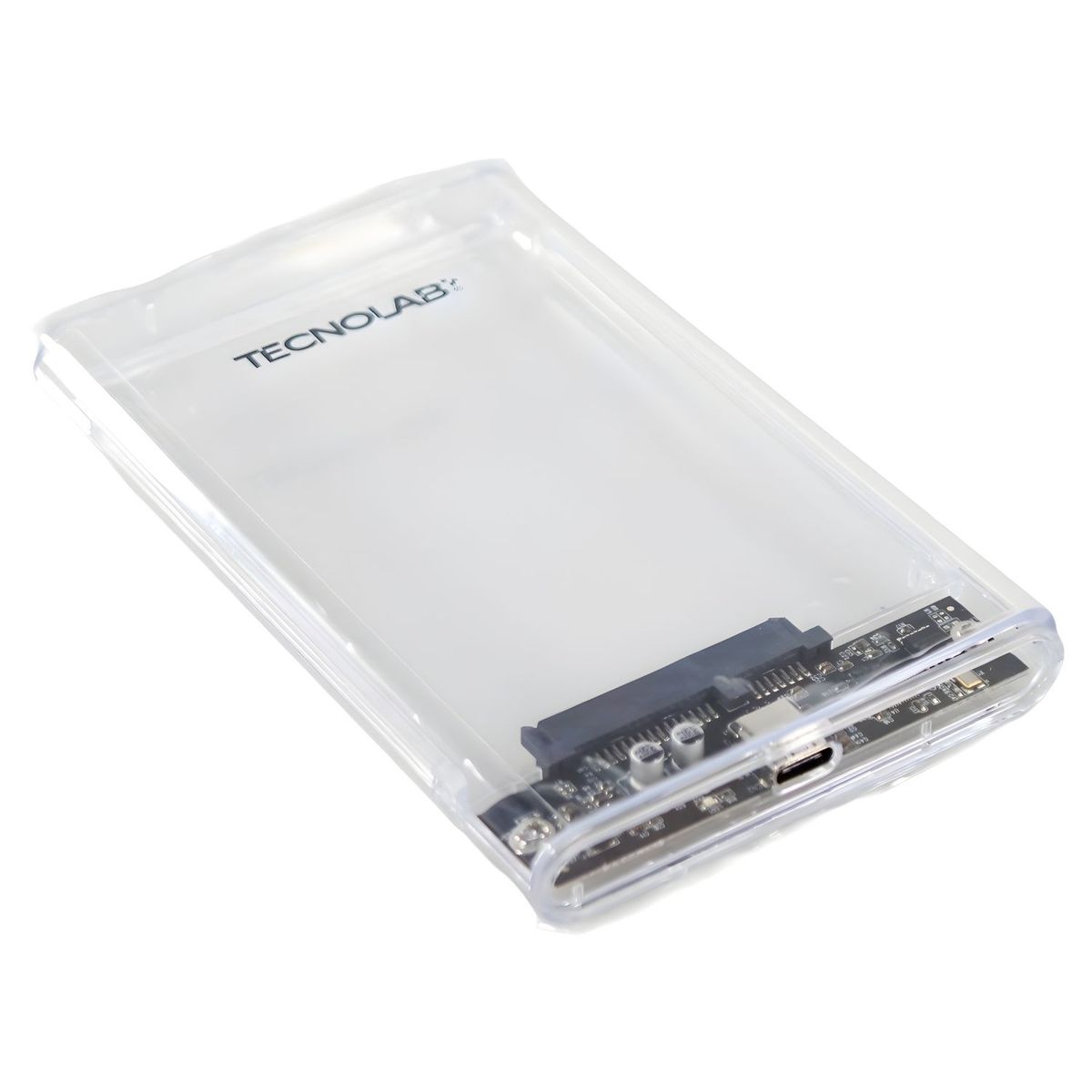TECNOLAB - Cofre Disco Duro 2.5 Pulgadas USB-C 5Gbps Transparente - PS