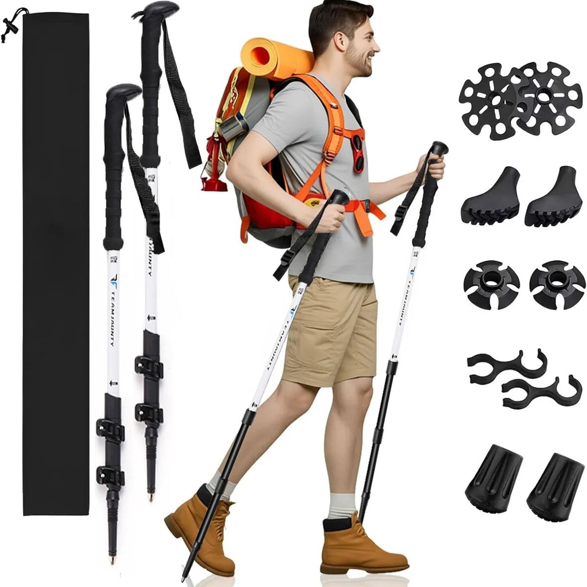 EVERSO - Bastón de escalada, un conjunto de bastones de escalada telescópicos ajustables de 135 centímetros