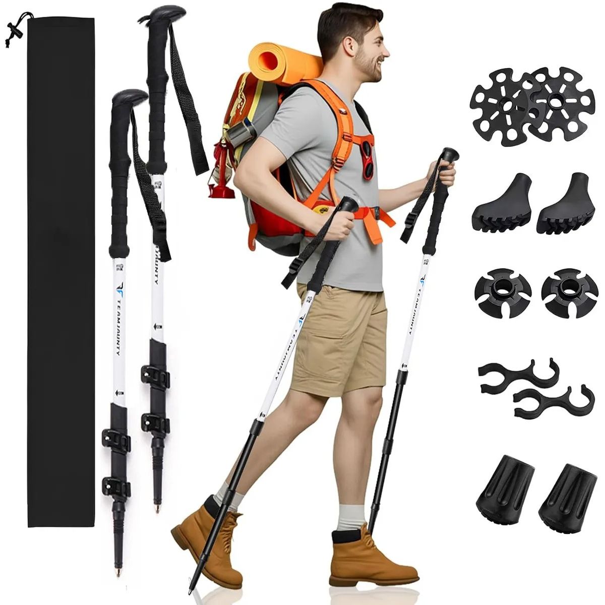 EVERSO - Bastón de escalada, un conjunto de bastones de escalada telescópicos ajustables de 135 centímetros