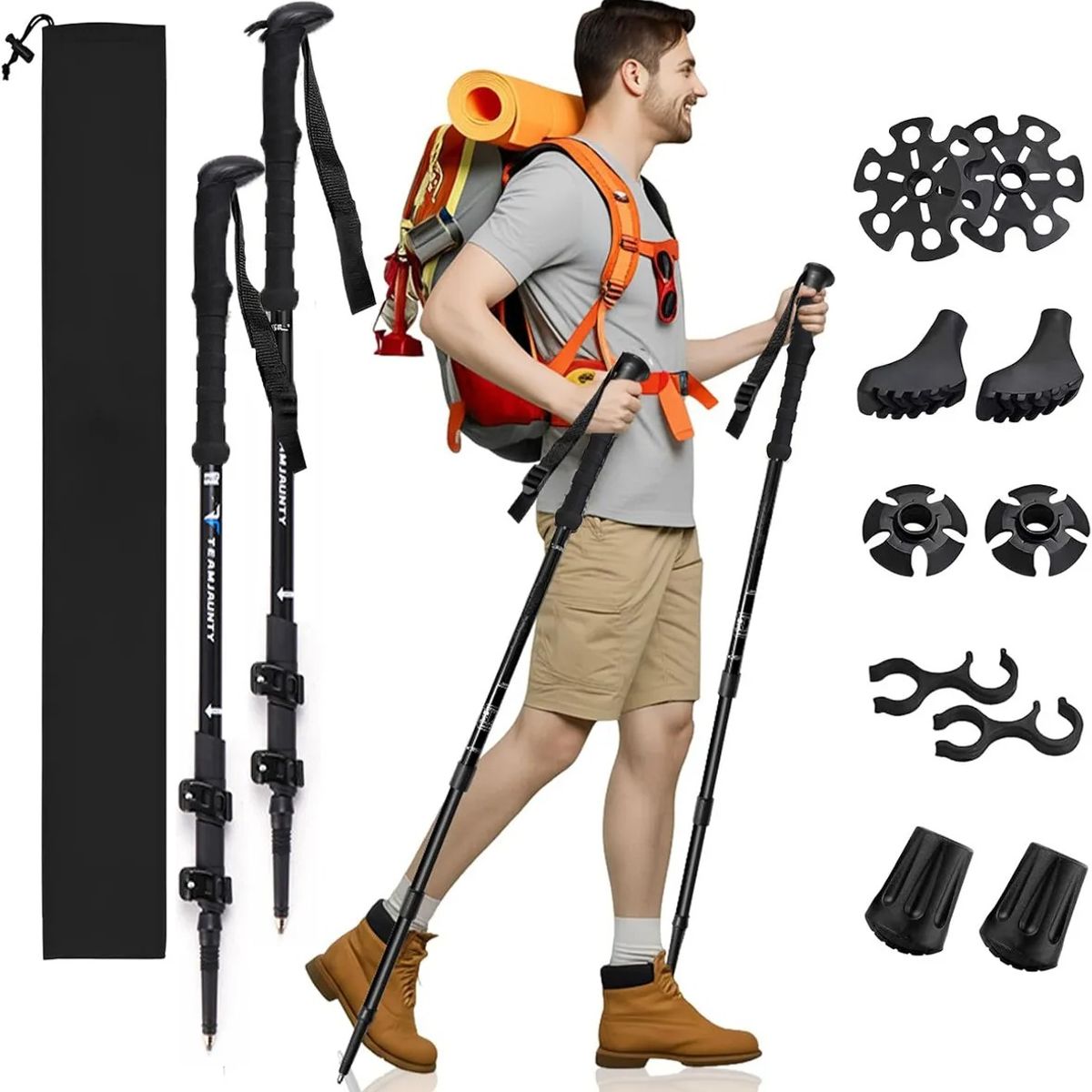 EVERSO - Bastón de escalada, un conjunto de bastones de escalada telescópicos ajustables de 135 centímetros