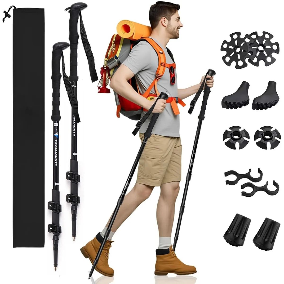 EVERSO - Bastón de escalada, un conjunto de bastones de escalada telescópicos ajustables de 135 centímetros