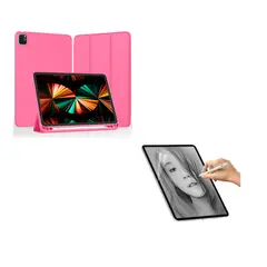 JOIGO - Funda Con Lamina Sensación de Paple Para iPad 12.9 Fucsia