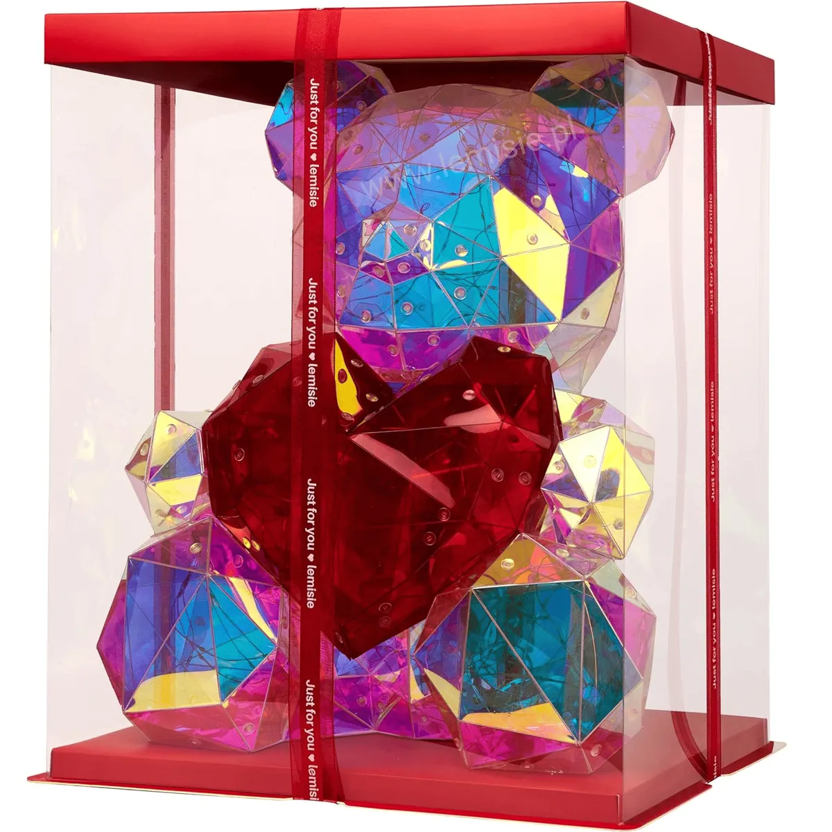 GENERICO - Oso Corazon con luz Led 40cm San Valentin Regalo.