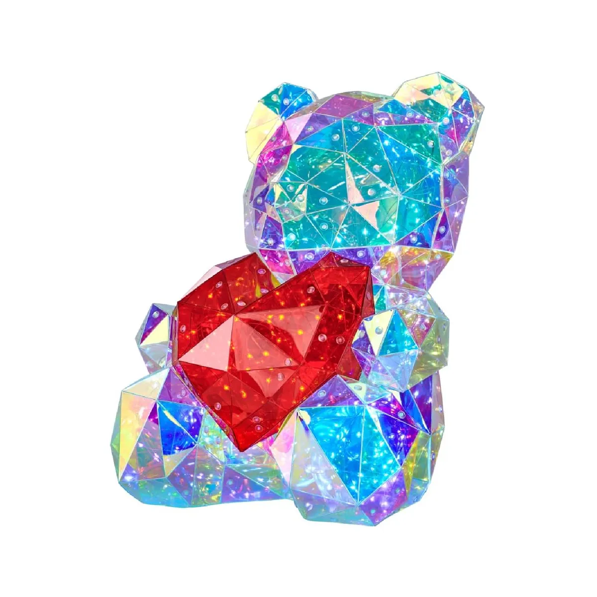GENERICO - Oso Corazon con luz Led 40cm San Valentin Regalo.
