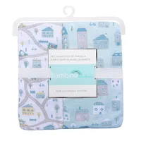 Set 2 mantitas de franela celeste Bambino, algodon