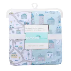 BAMBINO - Set 2 mantitas de franela celeste Bambino, algodon