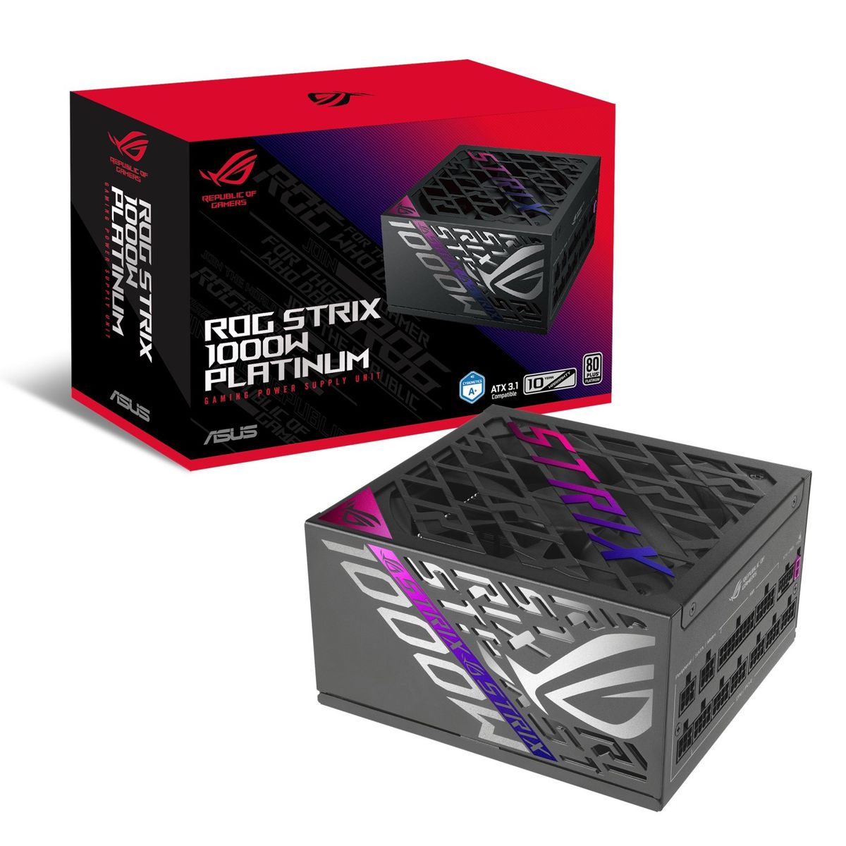 ASUS - Fuente de Poder ASUS ROG Strix 1000W Platinum, Full Modular, ATX 3.1, 80 Plus Platinum