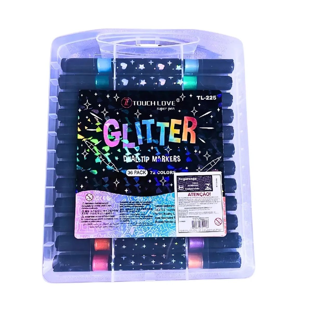 GENERICO - Marcadores Efecto Glitter Doble Punta 36 Pcs 72 Colores