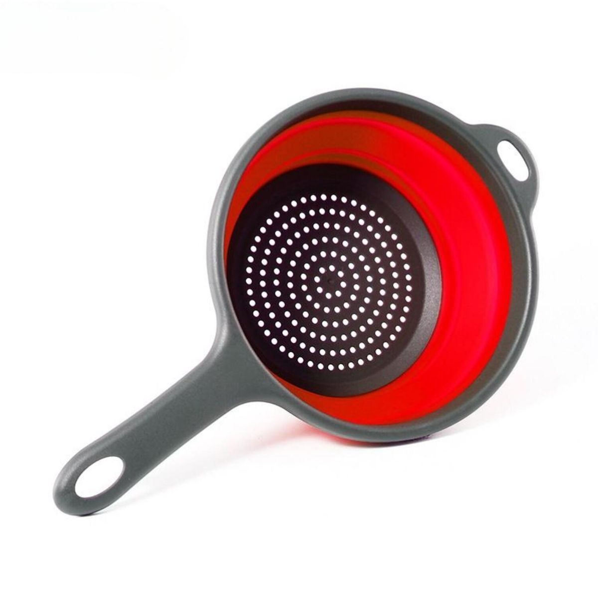 CHINA - Colador Escurridor Plegable Redondo De Silicona Con Mango - Rojo