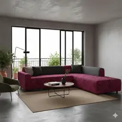 DIANA - FUNDA ELASTIZADA SILLON TIPO L DISEÑO BURDEO HOJA 4 + 4 CUERPO SET DE DOS FUNDAS