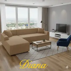 DIANA - FUNDA ELASTIZADA SILLON TIPO L ELEGANTES DISEÑO FLECHAS 3 + 2 CUERPO SET DE DOS FUNDAS