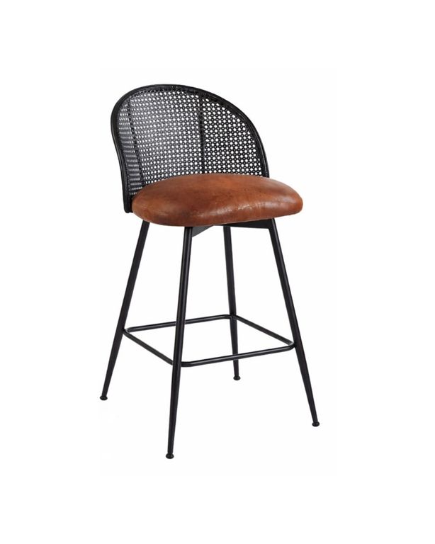Silla de Bar Giratoria de Ratan Marsella Chocolate