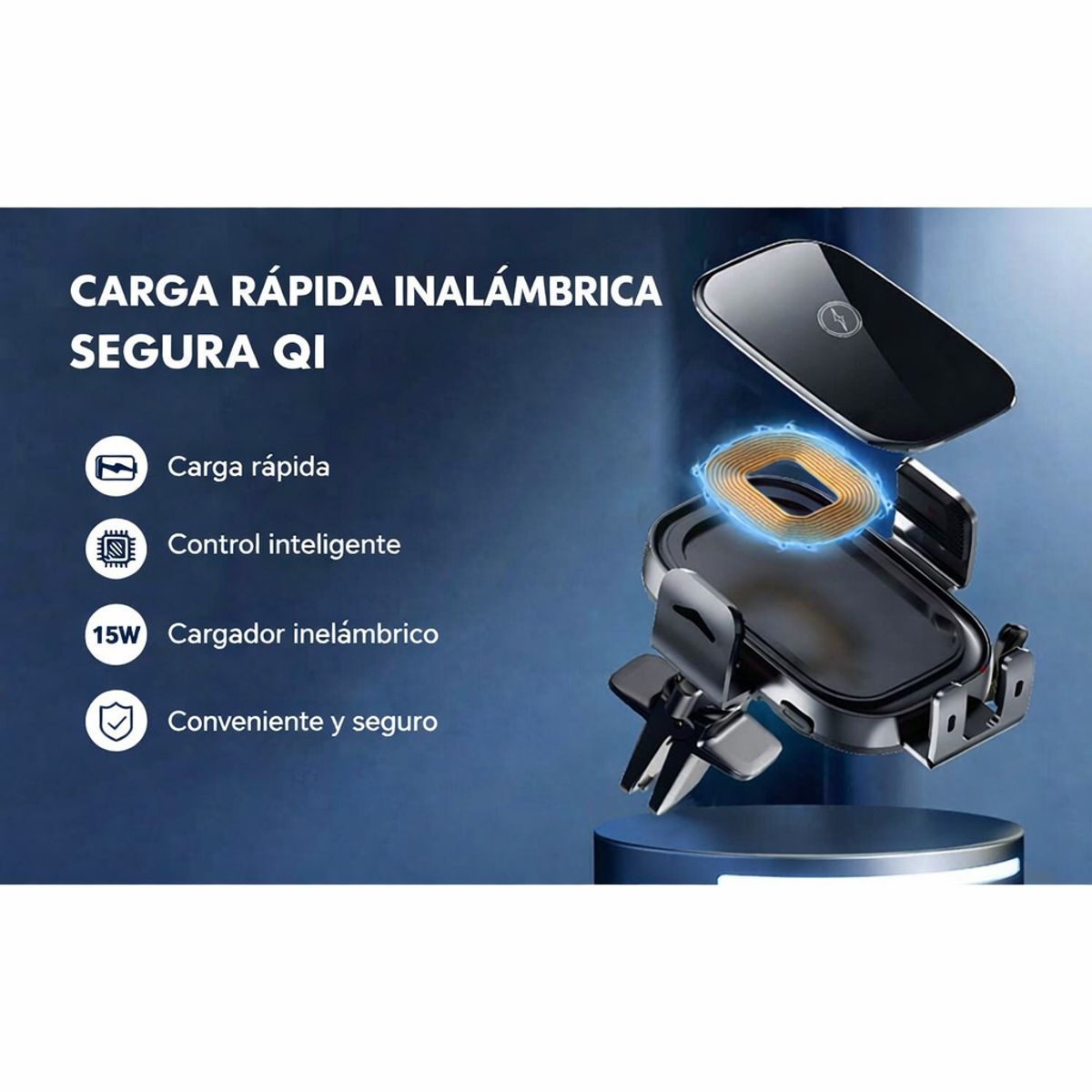 AIWA - Soporte Celular de succion con carga rapida inalambrica awh300w