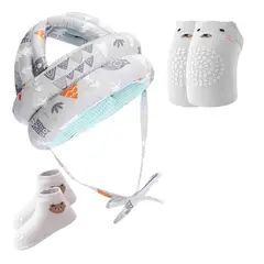 GENERICO - Casco Anticolisión Para Bebé Y Rodilleras + Calcetines