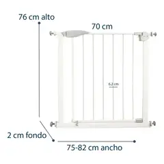 GENERICO - Reja De Seguridad Bebe Mascota Doble Seguro 75 A 82 Cm Color Blanco