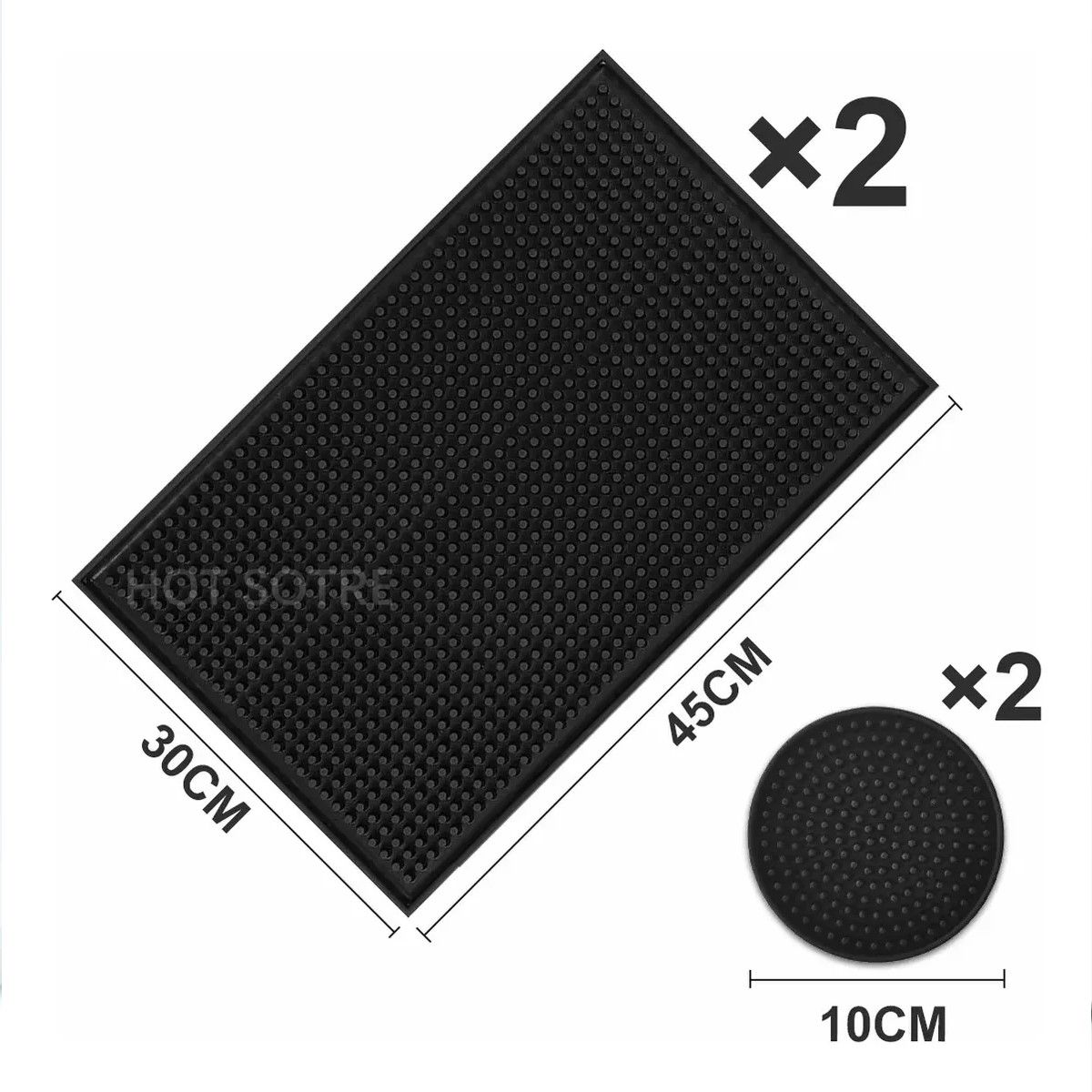 GENERICO - 4pz Tapete Para Bar Grande 45 X 30cm Barra Escurridor Barman Antideslizante Negro